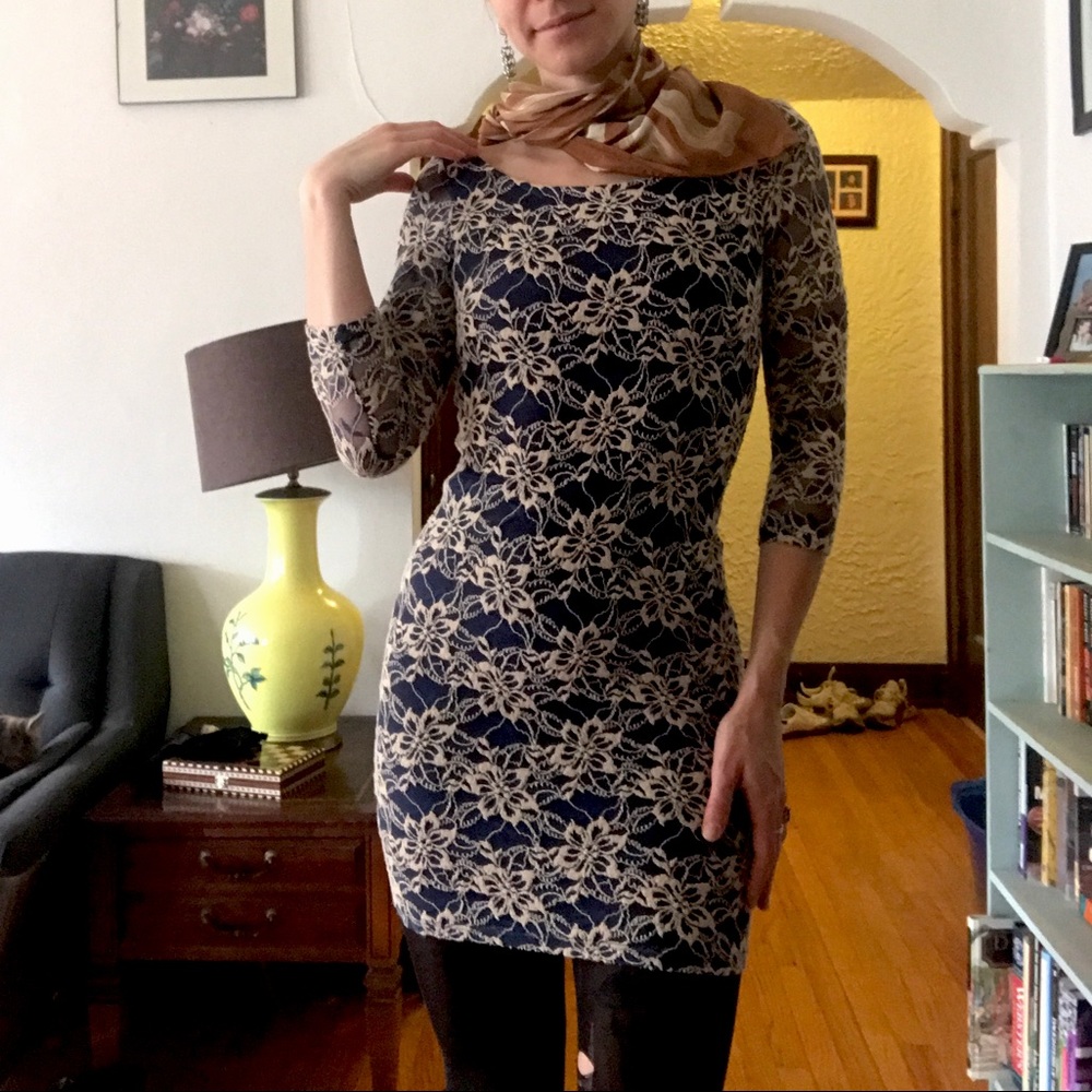 SOLD Scoop Neck Mini Lace Dress